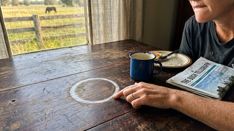 White heat ring on dark timber dining table